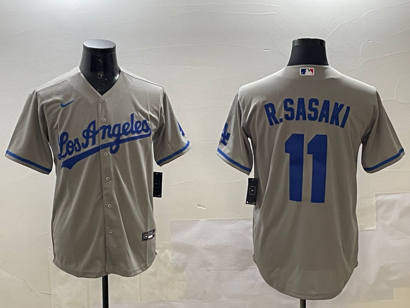 Men's Los Angeles Dodgers Roki Sasaki #11 Gray Alternate Team Jersey